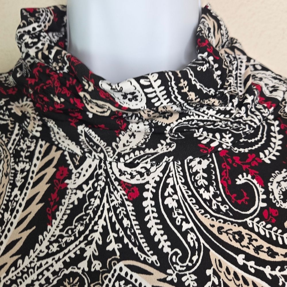 Susan Graver Printed Textured Liquid Knit Turtleneck Top 2x — image 3 of 6